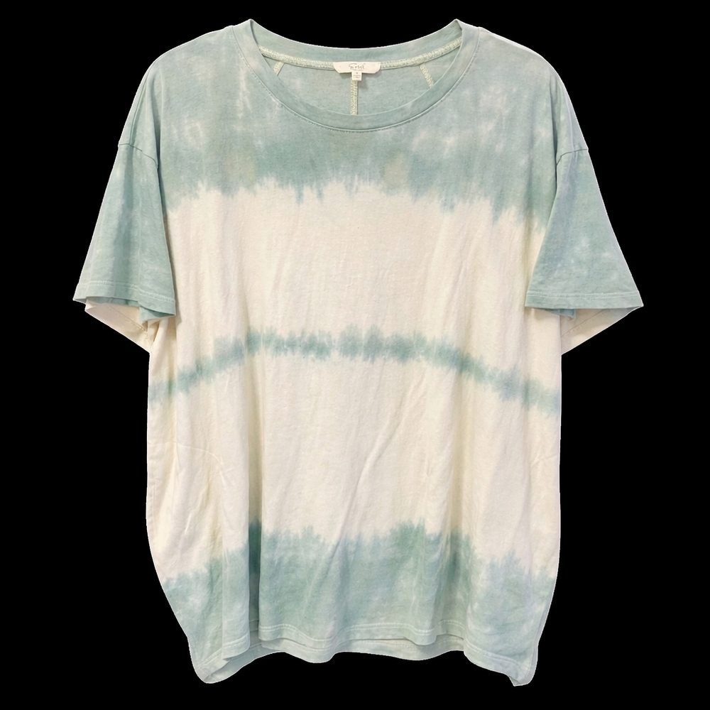 Blue Ivory Tie Dye Oversized Tee | Slouchy Relaxed Fit T Shirt | Size S